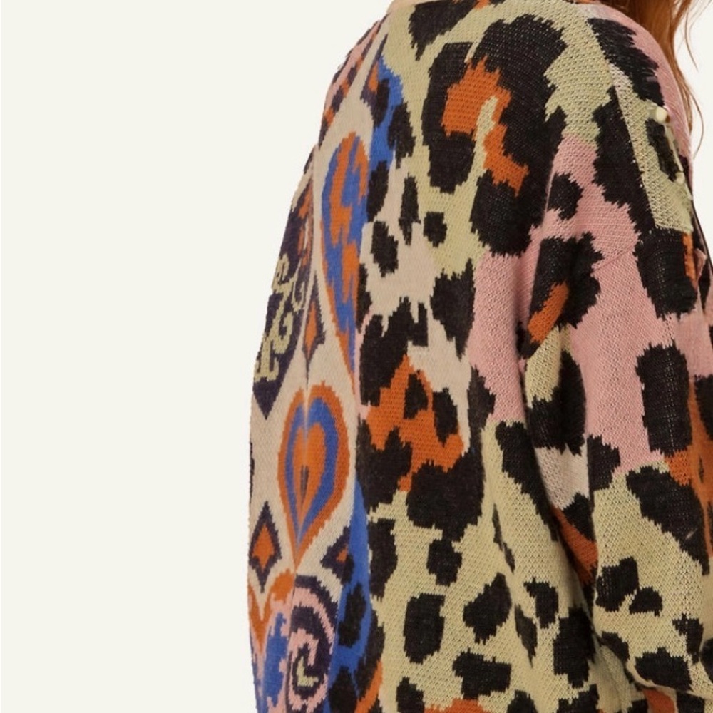 FARM Rio Mixed Ikat Hearts Knit Cardigan - Picture 3 of 3